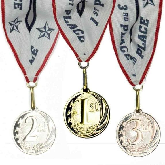 1st 2nd 3rd Place MidNite Star Award Medals - 3 Piece Set (Gold, Silver, Bronze) - Includes Ribbon