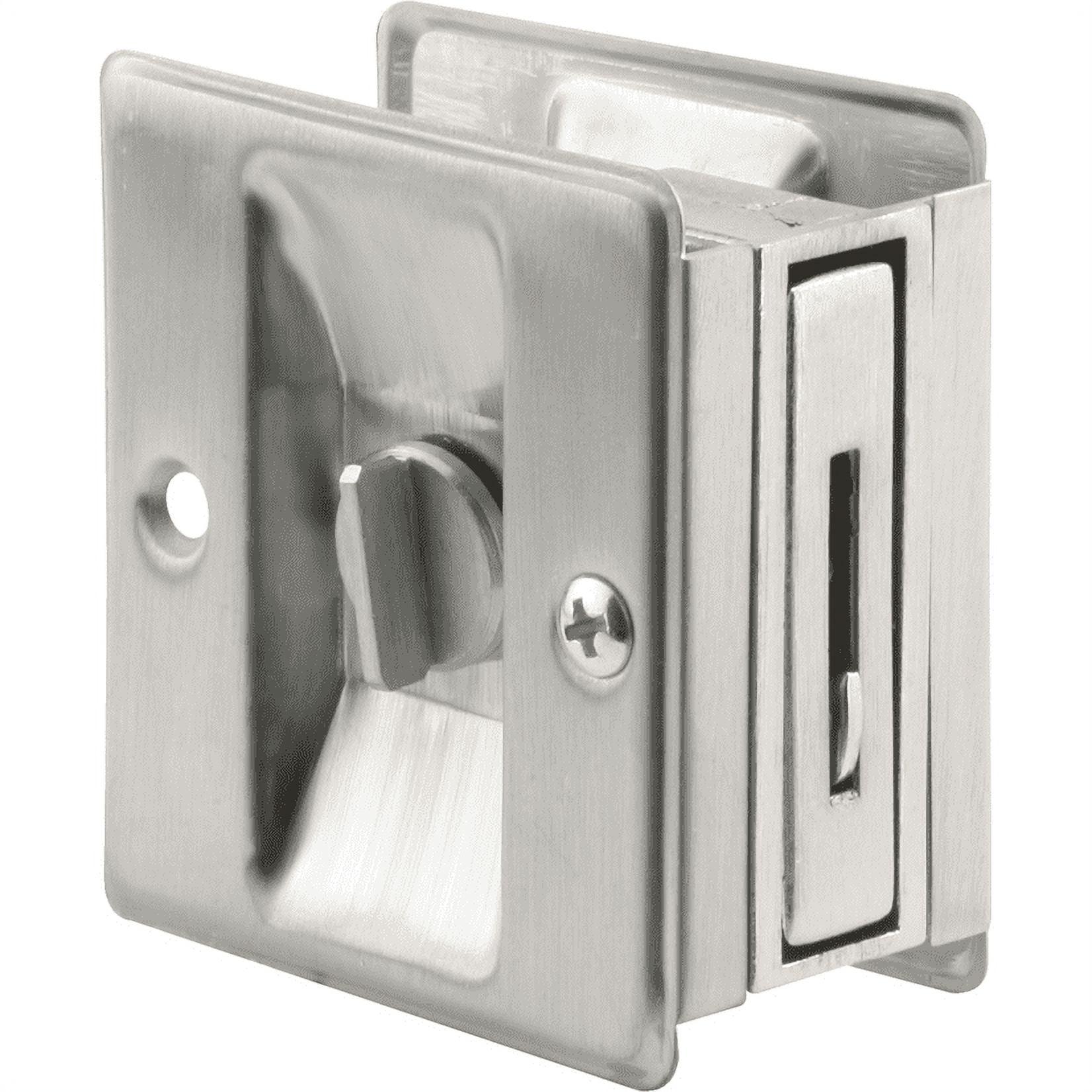 2-3/4 in Satin Chrome Brass Pocket Door Lock and Pull