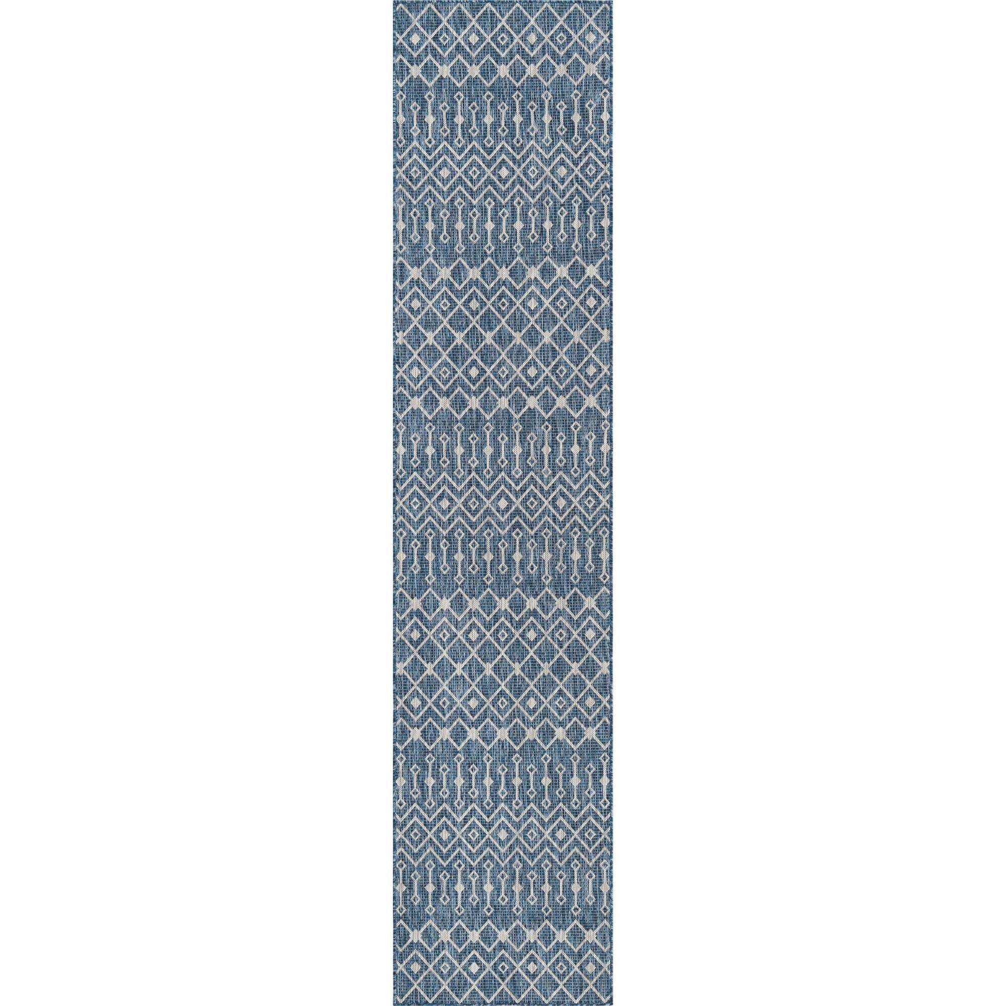 Unique Loom 2' 7 x 12' 0 Runner Indoor/Outdoor Trellis Blue Runner Rug