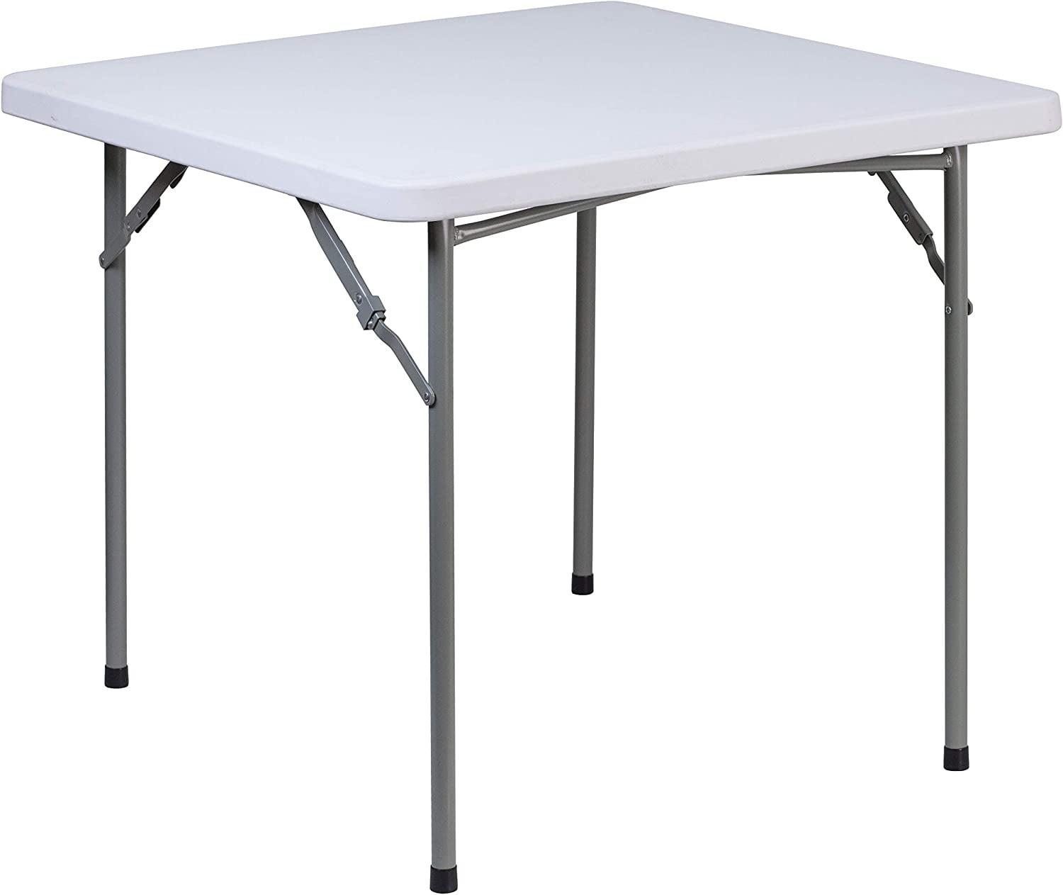 Emma and Oliver 2.81-Foot Square Granite White Plastic Folding Table - Card Table/Game Table