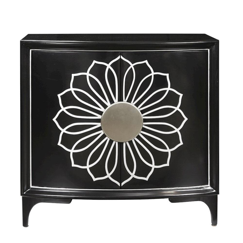 Black Wood 2-Door Accent Cabinet with Adjustable Shelving