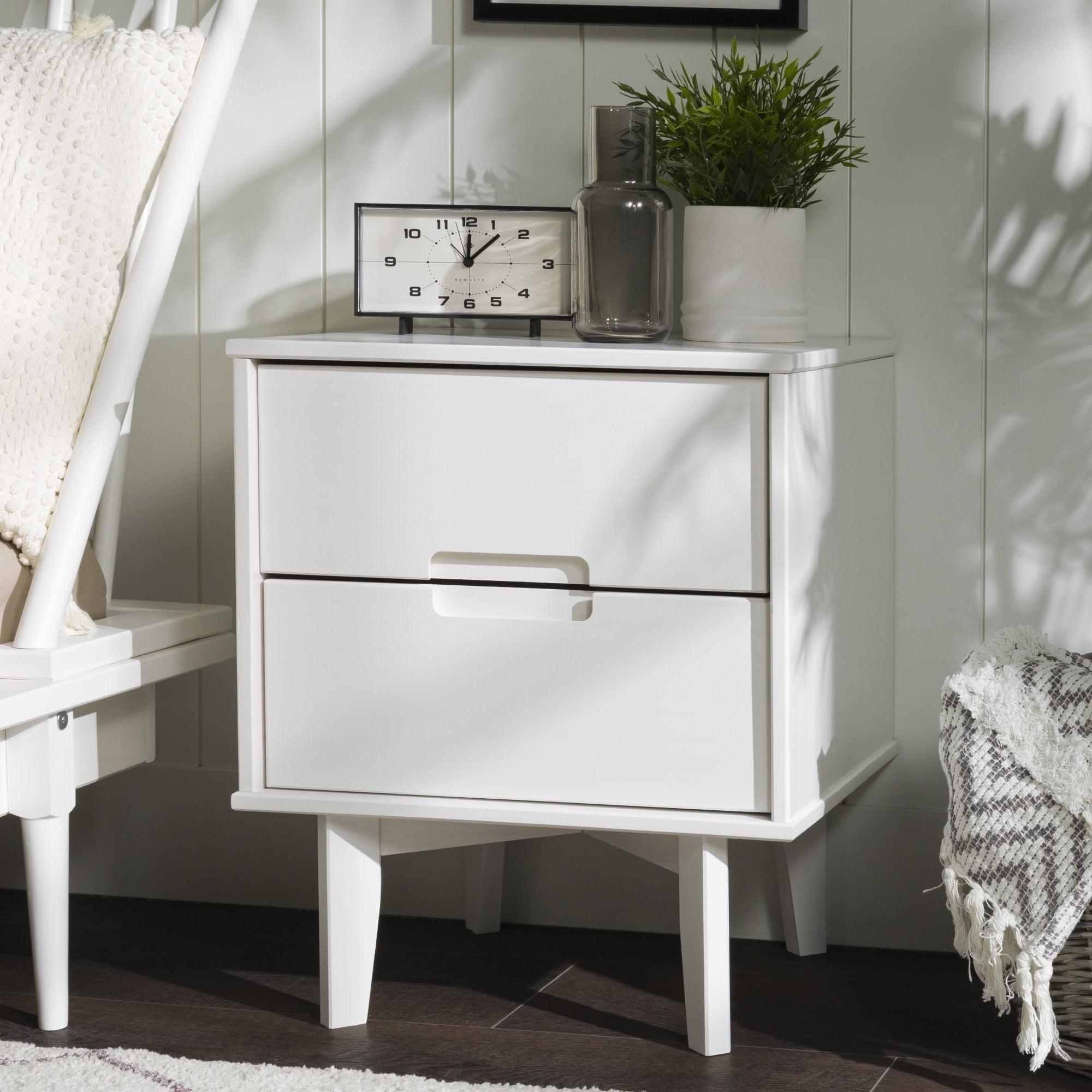 Preston 26"H Modern 2-Drawer Nightstand with USB Ports and Flared Legs