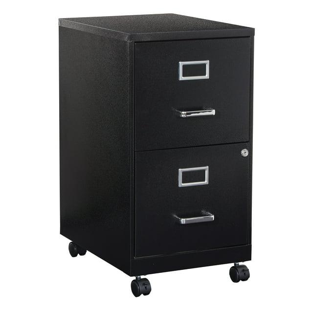 2 Drawer Mobile Locking Metal File Cabinet in Black