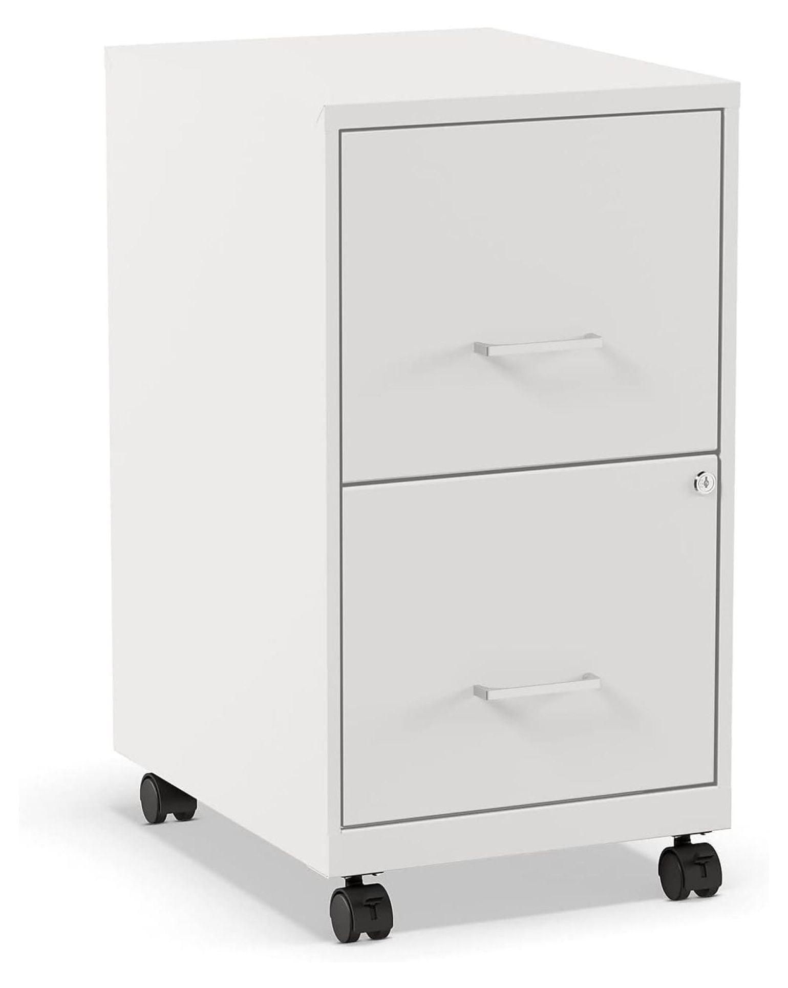 2-Drawer Vertical Mobile File Cabinet, Letter Size, Pearl White, 18-Inch-D (19634)