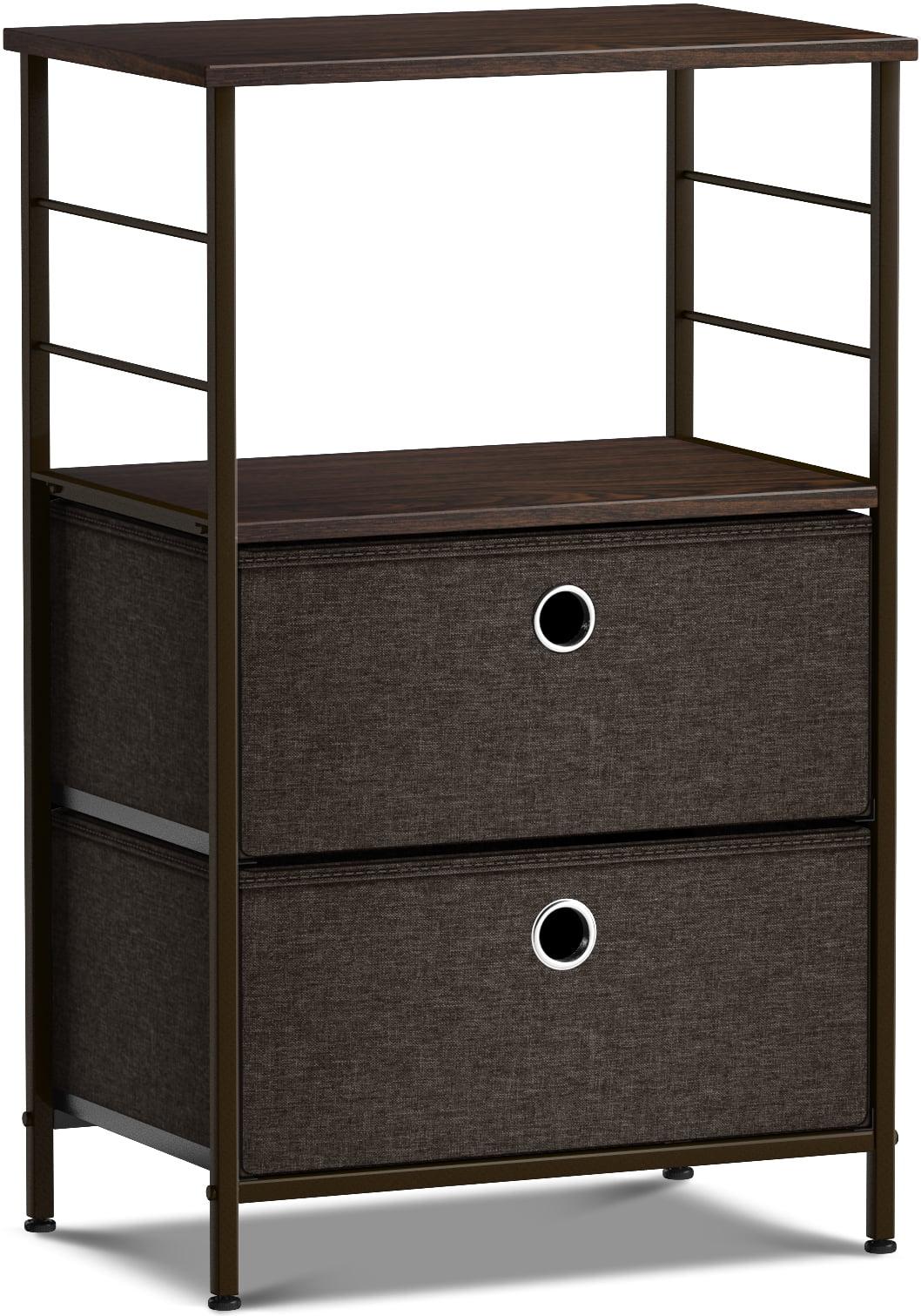 Sorbus Compact Brown Nightstand with 2 Foldable Drawers