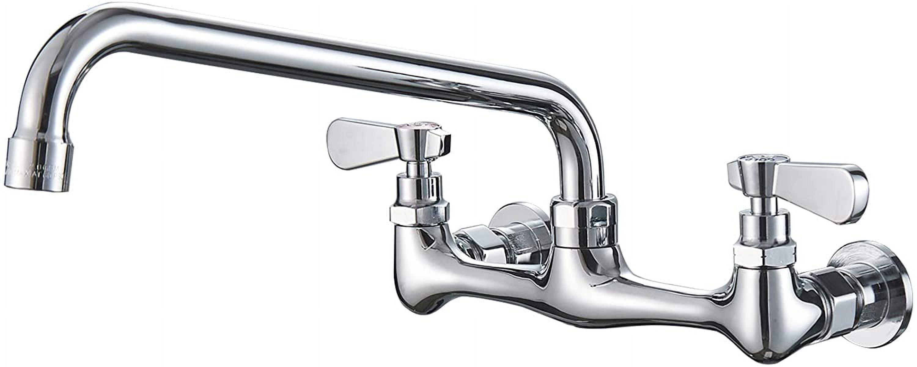 BWE Double Handles Wall Mount Modern Standard Kitchen Faucet With 8 Inch Swivel Spout 8" Center