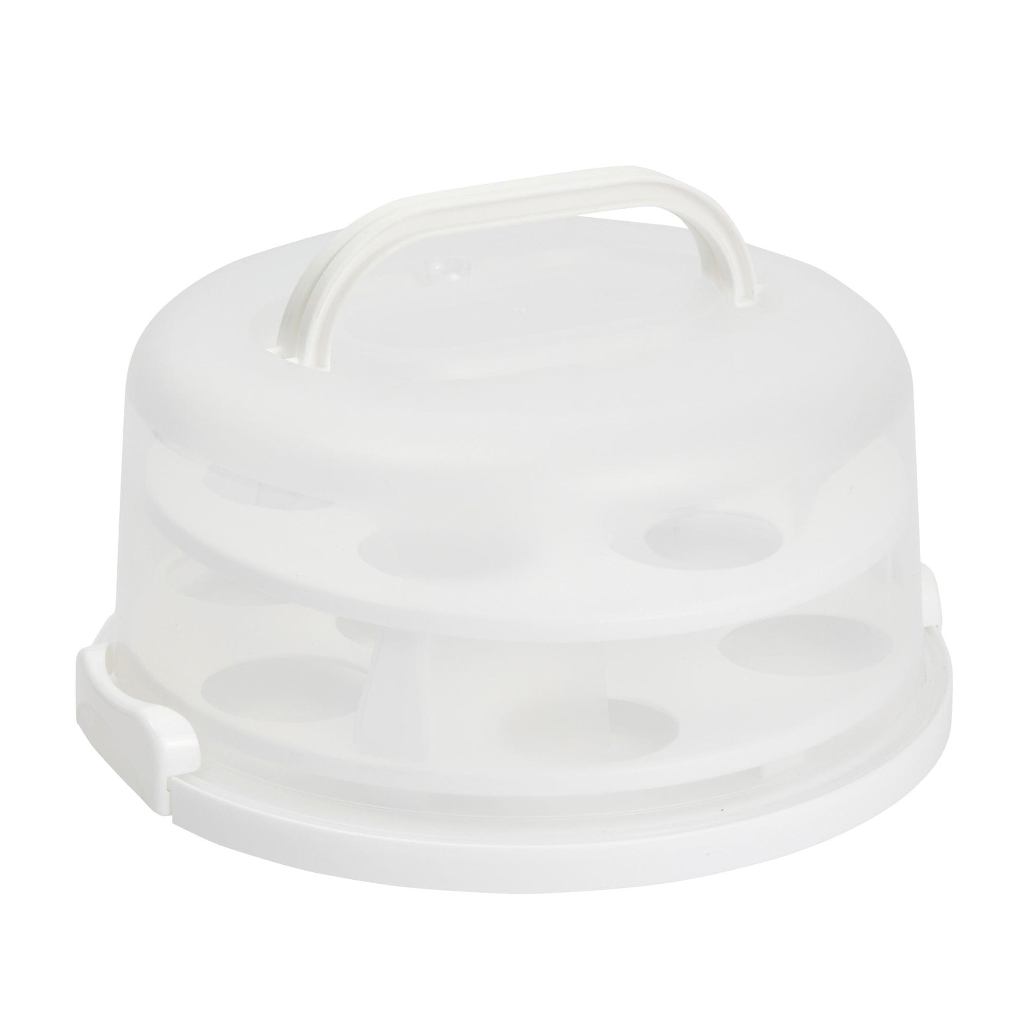 Juvale 2-In-1 Round Cake Carrier with Lid for 10-Inch Pies, 14 Cupcakes (12 x 5.9 In)