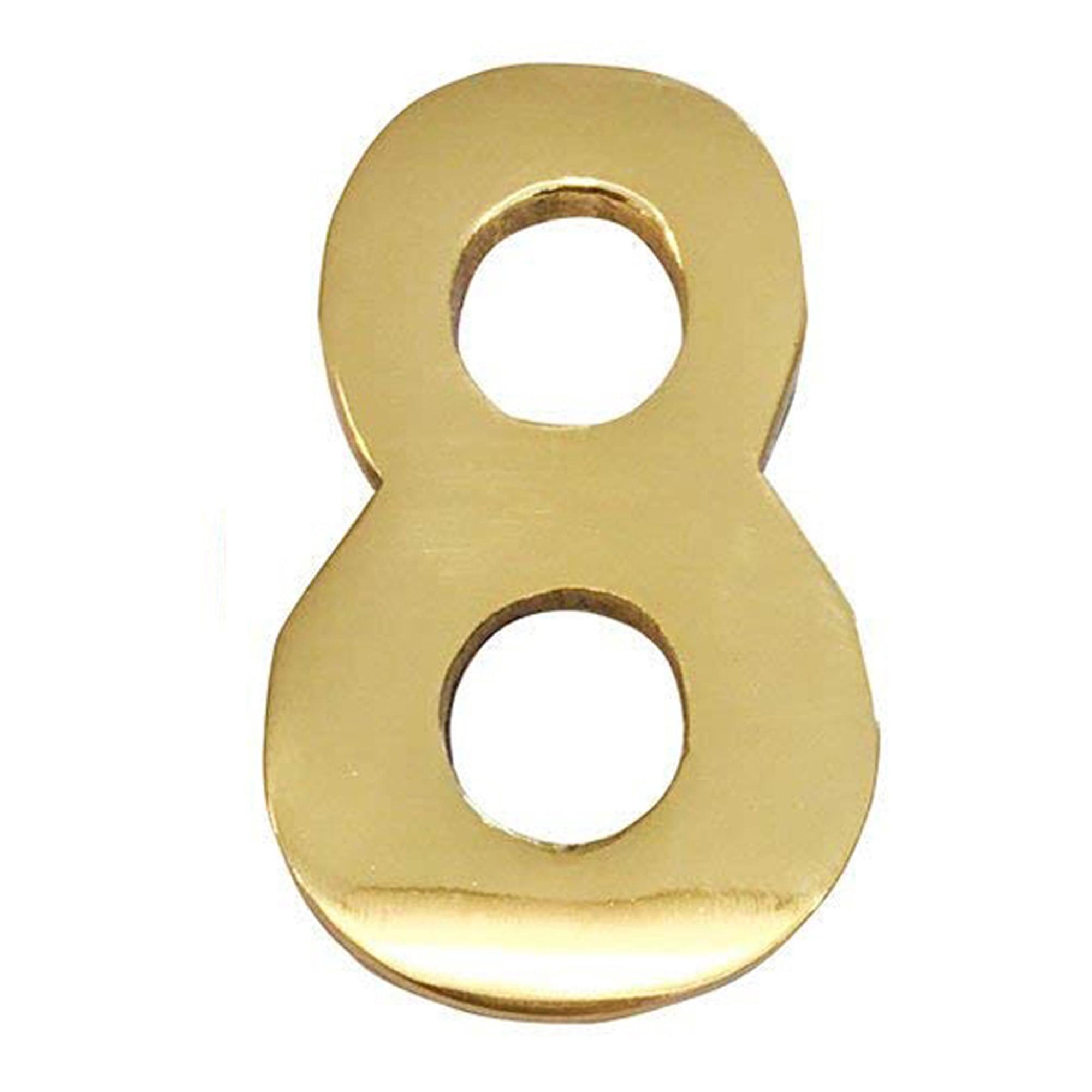 2-Inch Brass Mailbox Number 8 – Self Adhesive Floating #8
