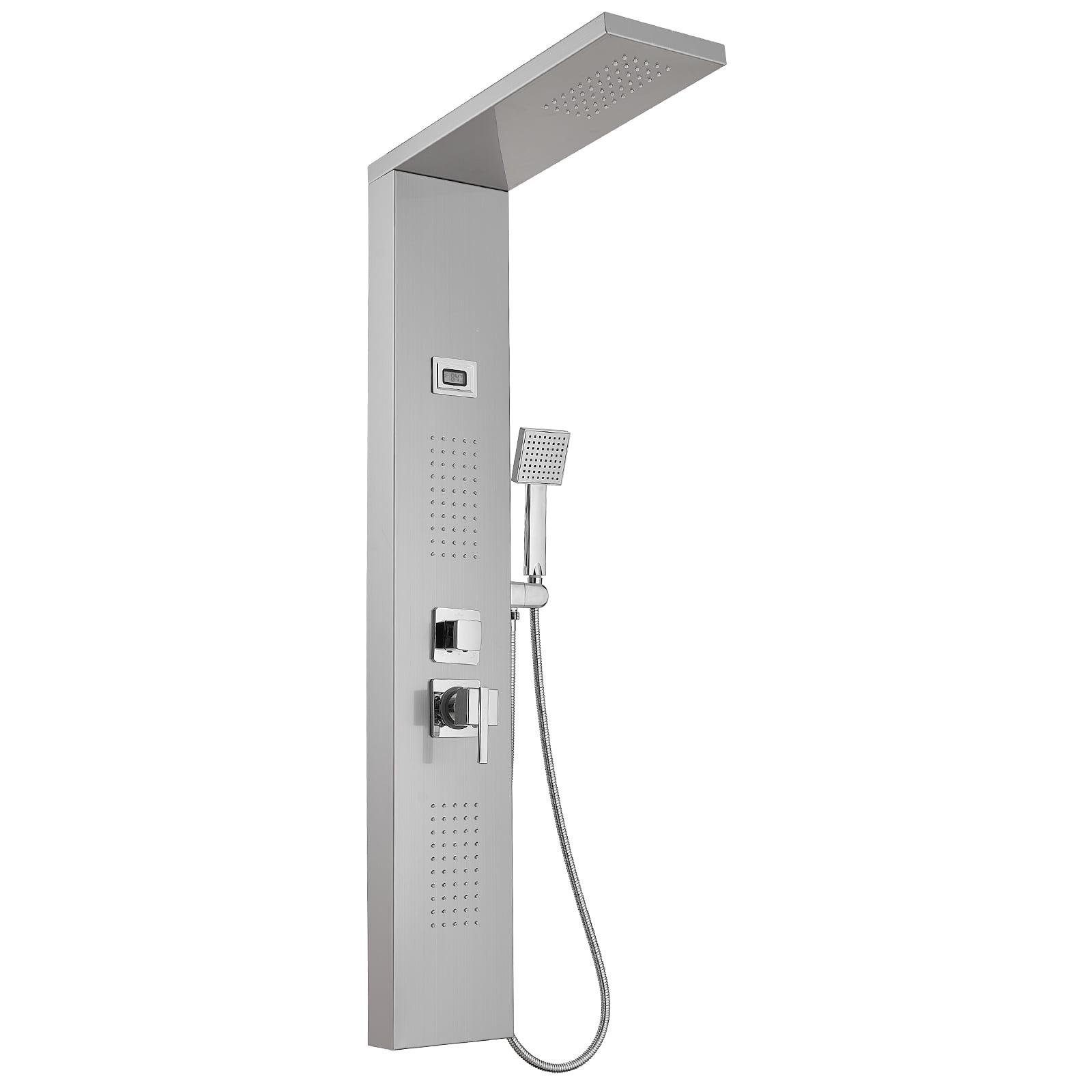 BWE 2-Jet Rainfall Shower Tower Shower Panel System with Rainfall Shower Head and Shower Wand