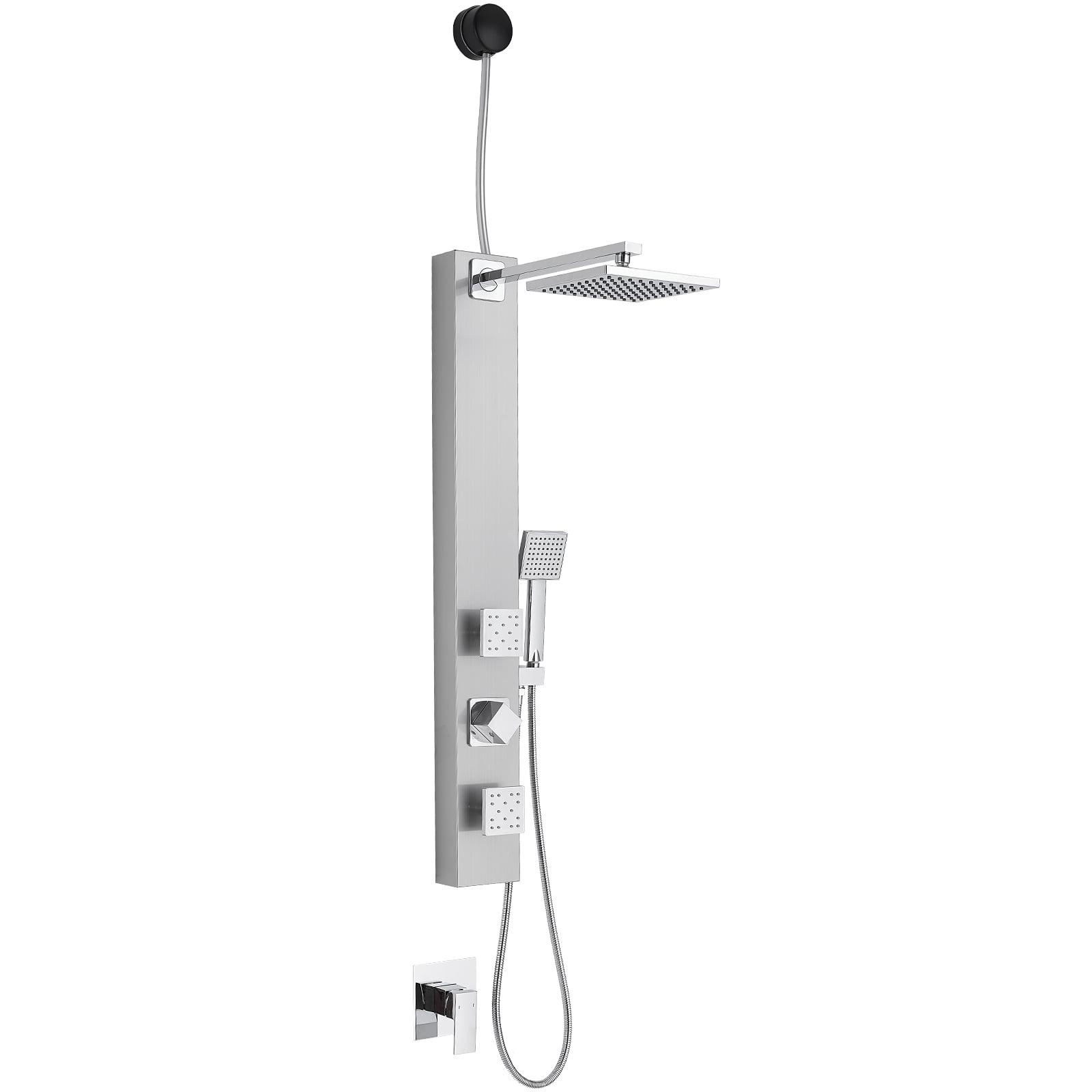 BWE 2-Shower Tower Shower Panel System with Adjustable Rain Shower Head and Handheld Shower Rod