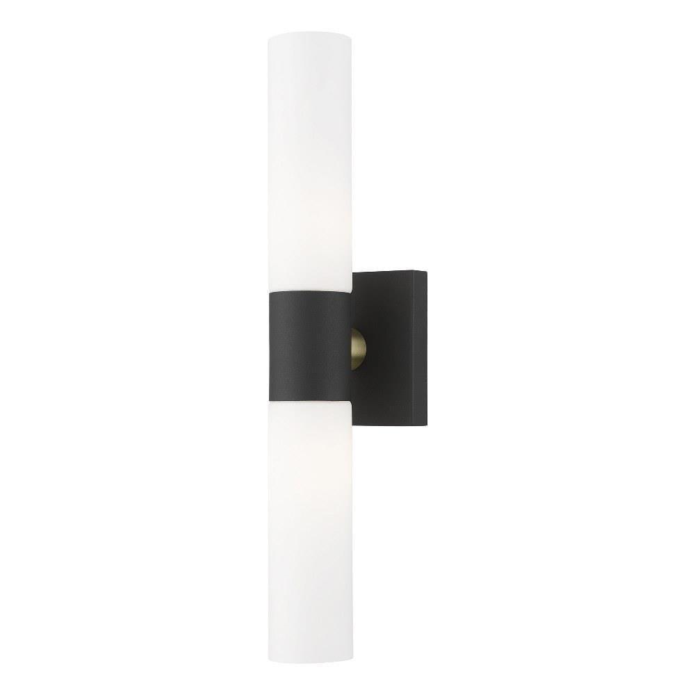 Livex Lighting Aero 2-Light Twist Lock Metal ADA Vanity Sconce in Textured Black