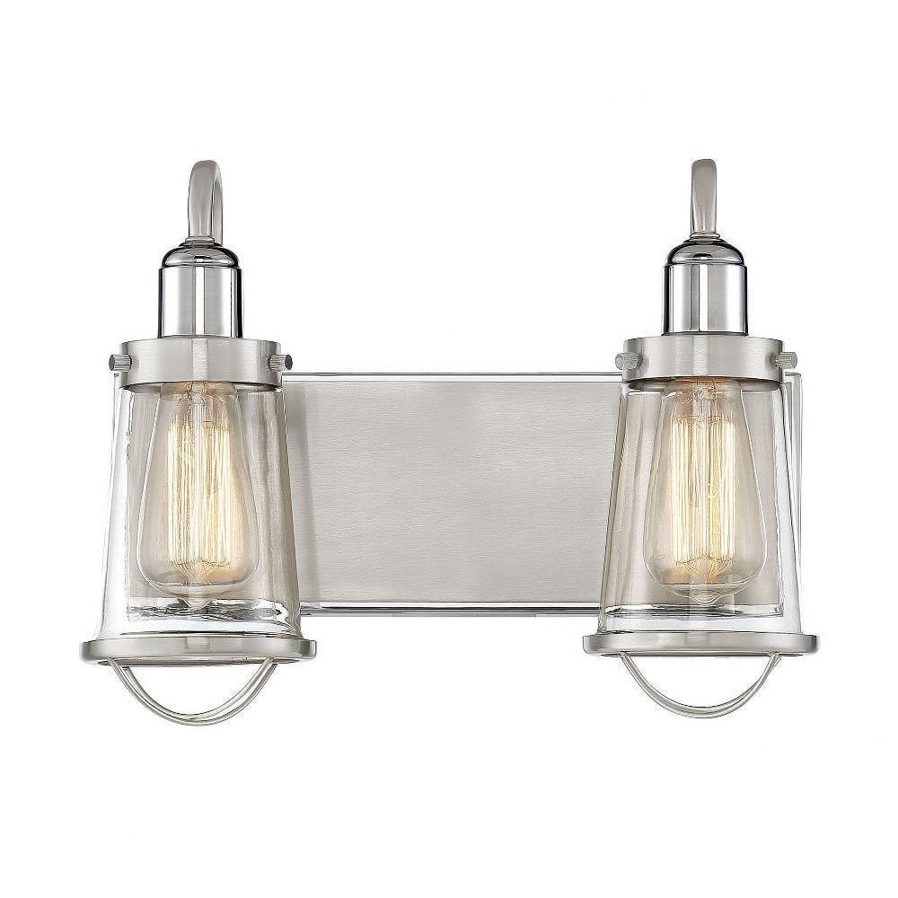 Savoy House Lansing 2 - Light Vanity in  Satin Nickel/Polished Nickel