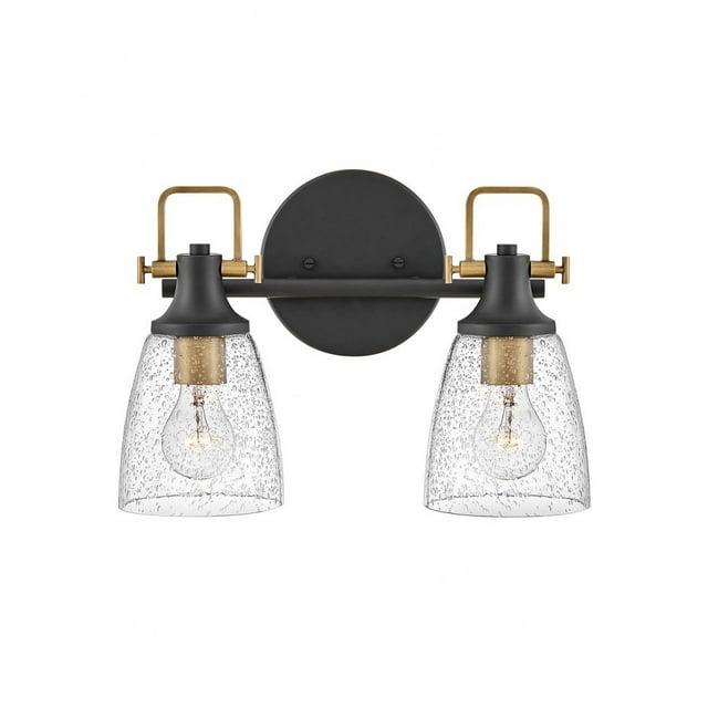 Easton Two-Light Bath Vanity Fixture w/ Clear Seedy Glass Shades