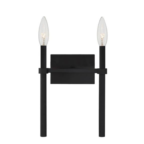 2 Light Black  Wall Mount - 13.75W x 18.37H x 7.125D