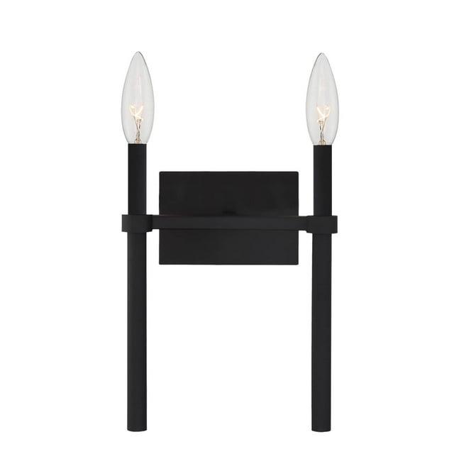 2 Light Black  Wall Mount - 13.75W x 18.37H x 7.125D