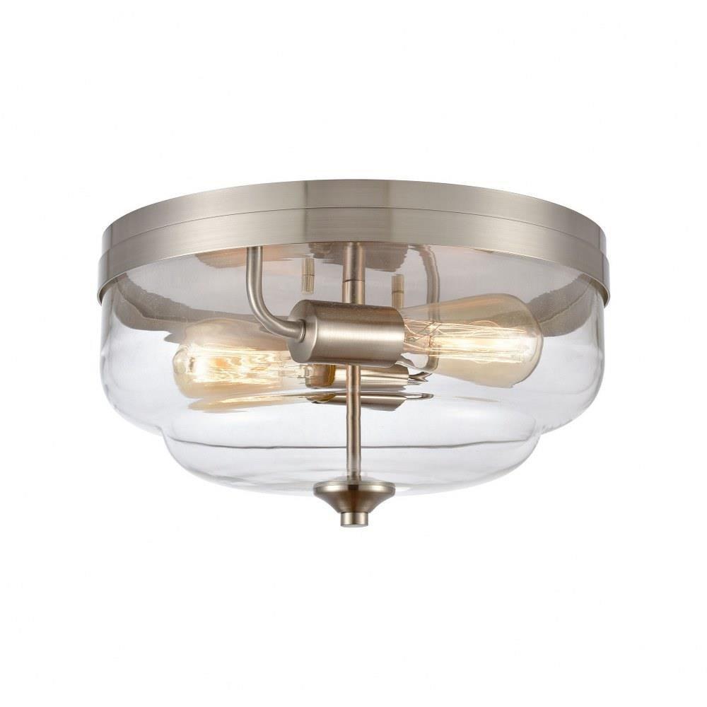 Blakely Brushed Nickel 2-Light Flush Mount with Clear Glass Shade