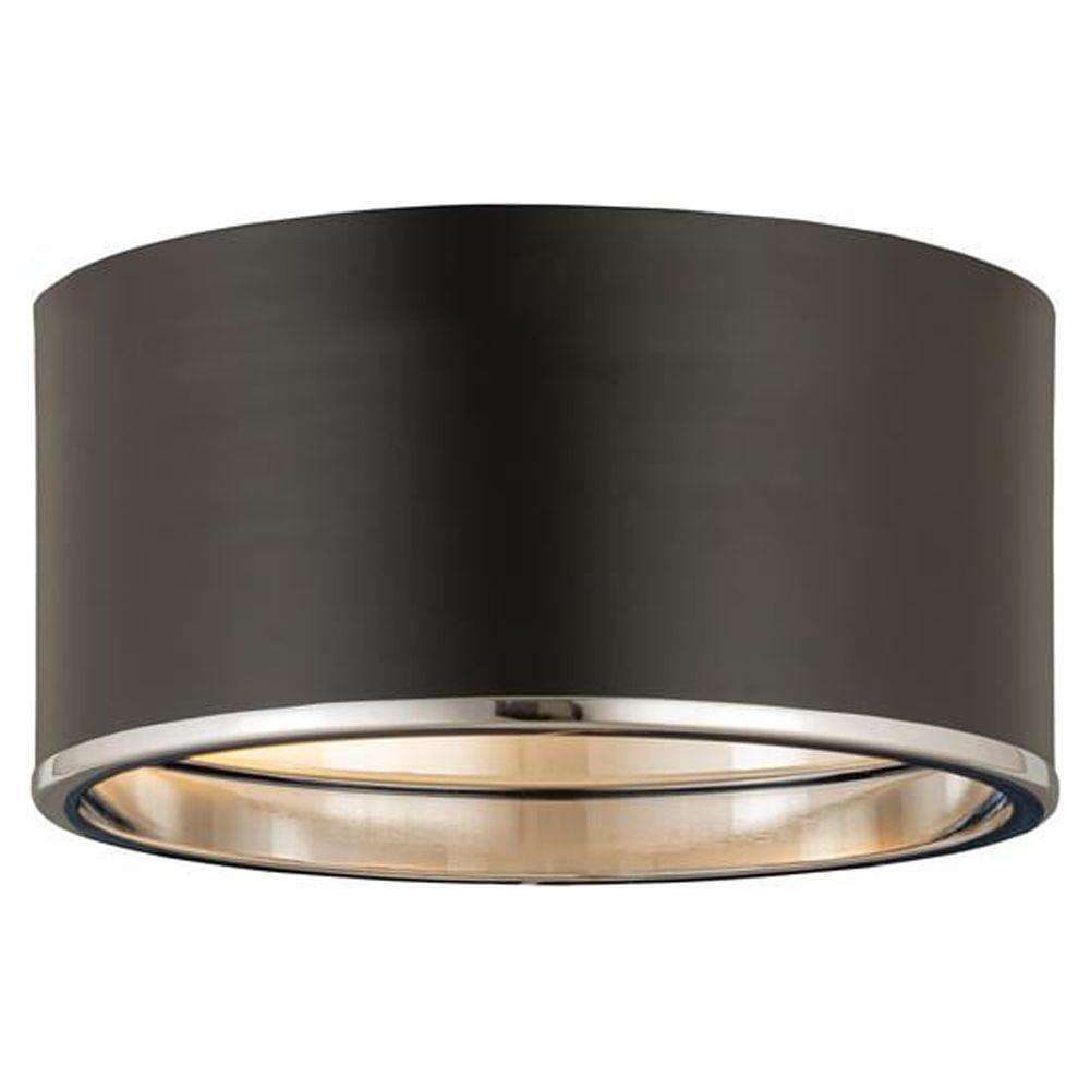 Arlo Modern Matte Black & Chrome 12'' Flush Mount Ceiling Light