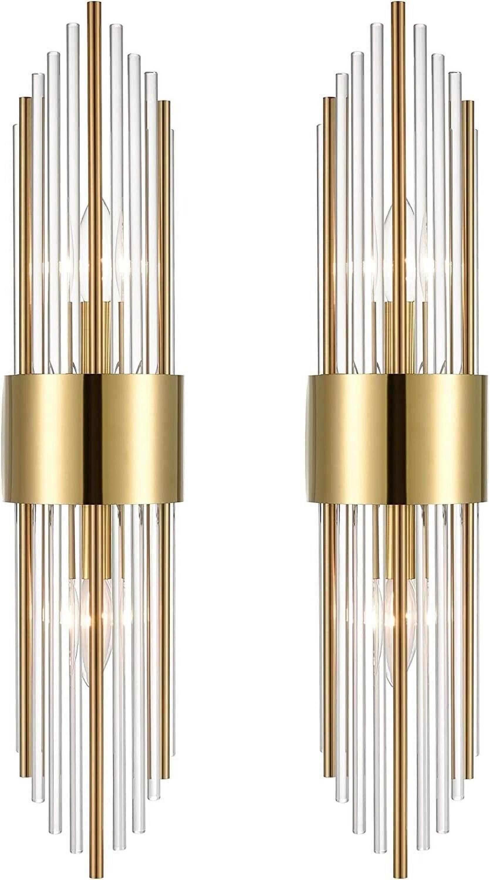 Modern Gold and Brass Metal 2-Light Wall Sconce