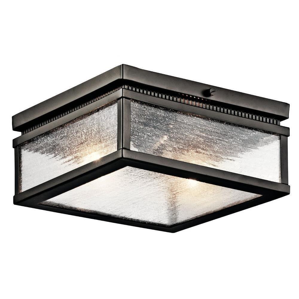 Manningham 2-Light Distressed Bronze Outdoor Flush Mount