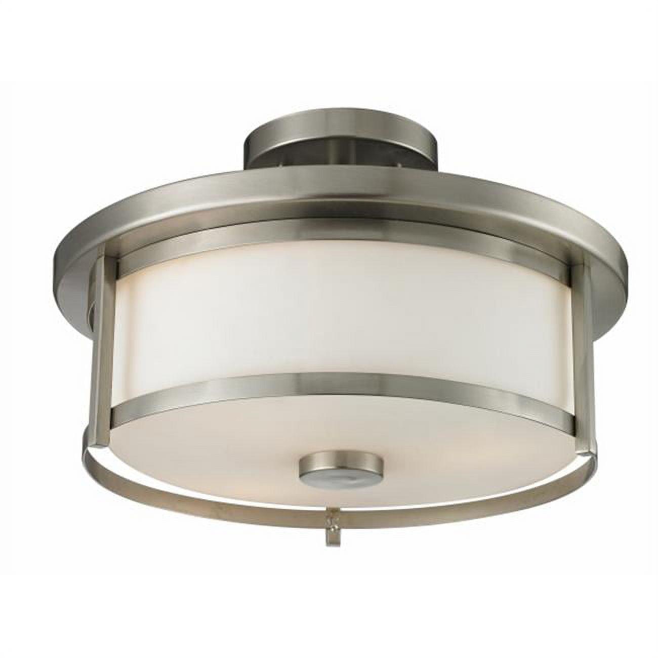 Contemporary Brushed Nickel Semi-Flush Mount with Matte Opal Glass