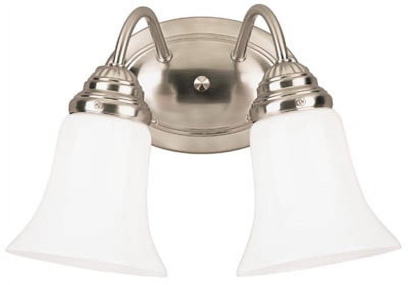 Brushed Nickel 2-Light Wall Sconce with White Opal Glass