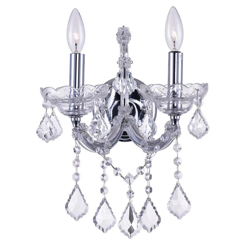 CWI Lighting Maria Theresa 2 Light Traditional Metal Wall Sconce in Chrome