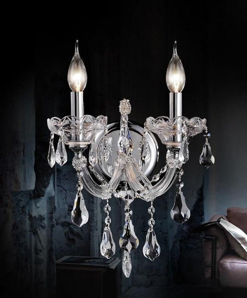 CWI Lighting Maria Theresa 2 Light Traditional Metal Wall Sconce in Chrome
