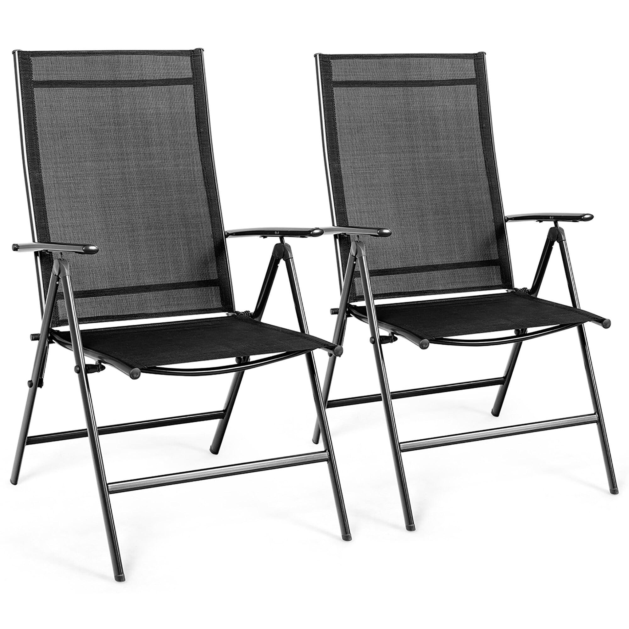 Costway Set of 2 Patio Folding Chair Recliner Adjustable  Black