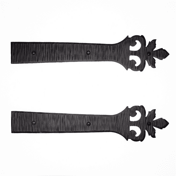 2 Pack 12 inch Faux Door Hinges Black Decorative Strap Hinge Wrought Iron Strap Barn Door Strap Hinges, Farm Gate Hinge, Carriage Door Hardware The Tuscan Series by Borderland Rustic Hardware