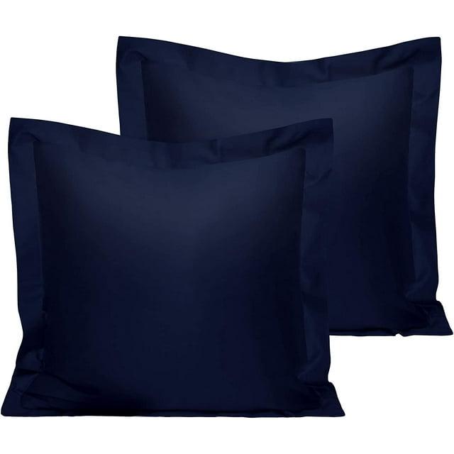 2 Pack 500 Thread Count Cotton Euro Sham Covers, Super Soft and Breathable Euro Pillow Covers, 26x26 Inches, Navy Blue - NTBAY