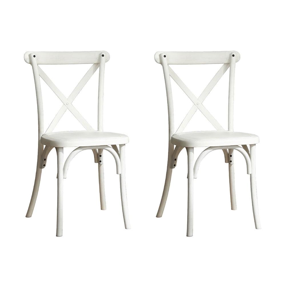 2 Pack Accent Chairs, Modern Farmhouse X-Back Armless Resin Dining Chair