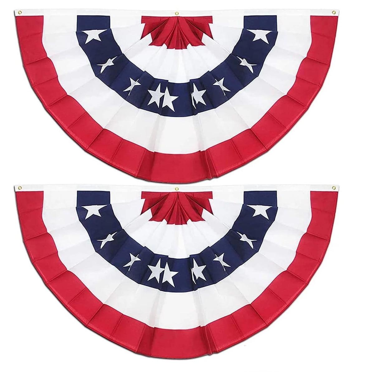 ANLEY USA Pleated Fan Flag, 1.5x3 ft American US Bunting Flag (Set of 2)