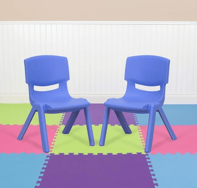 Whitney Stackable Blue Plastic Preschool Chairs, 2 Pack