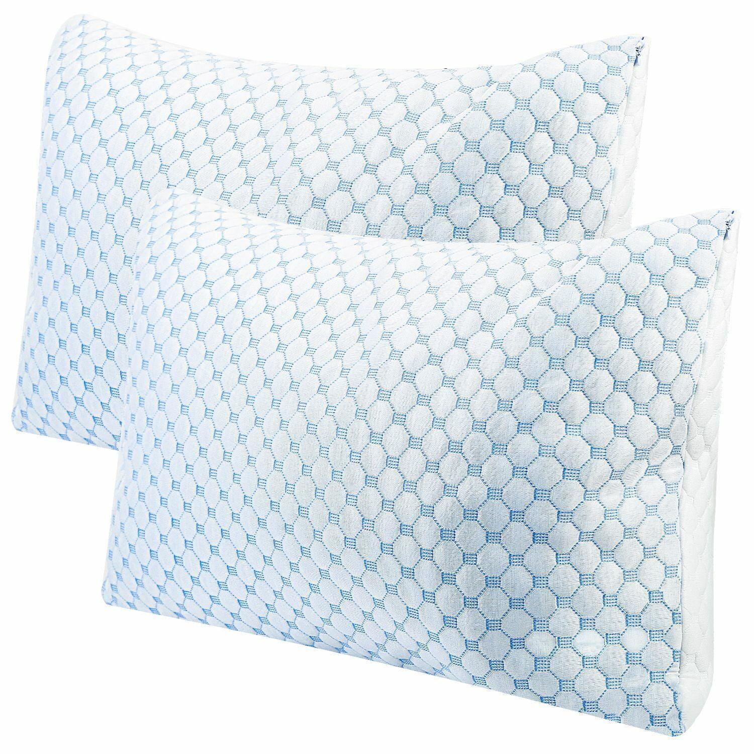 2 Pack Cooling Bed Pillows Adjustable Pillows Memory Foam Pillows Luxury Extra Comfy Gel Pillows with Washable Removable Cover