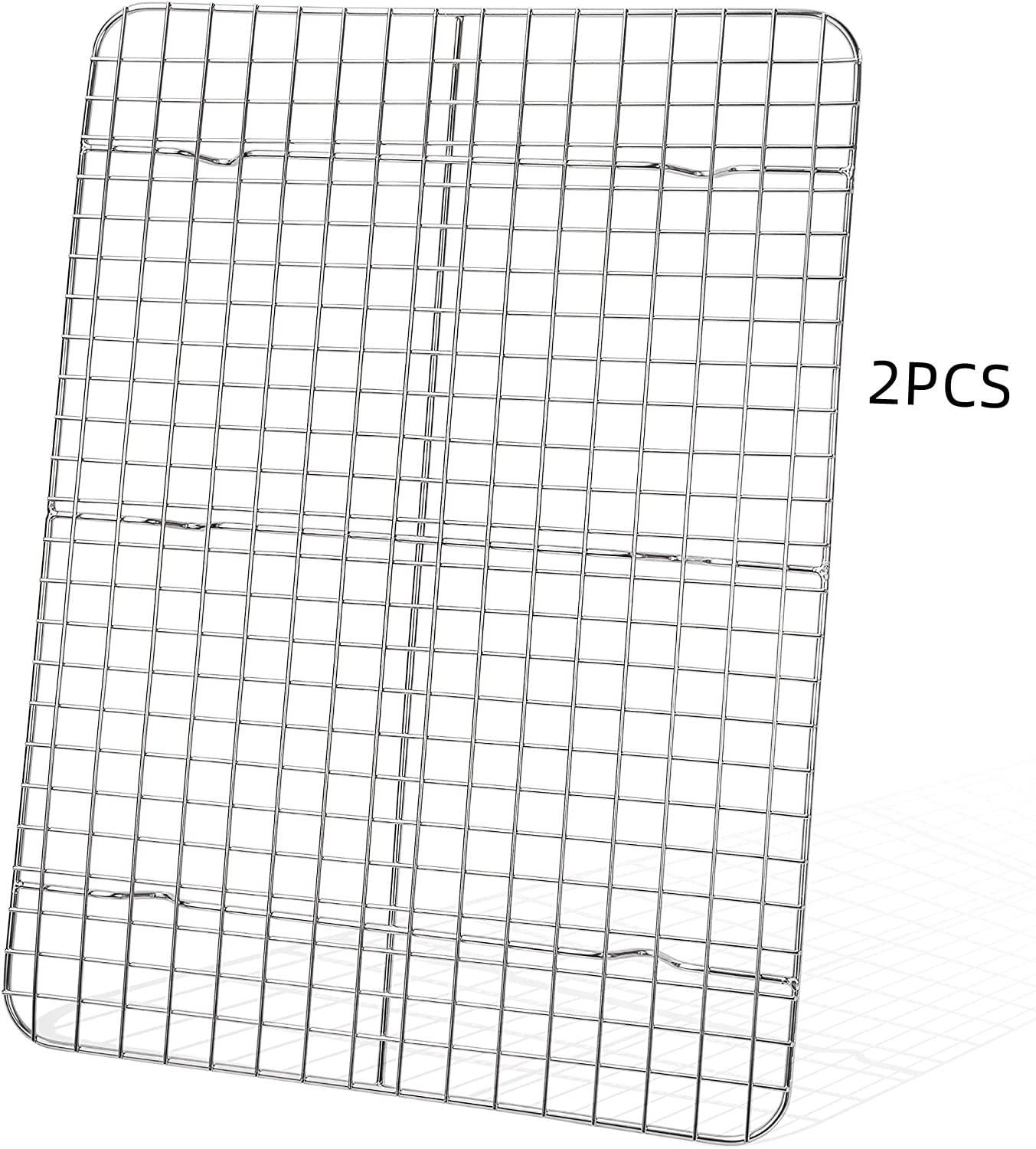 Cooling Rack - Set of 2 Stainless Steel BBQ Grill, Oven Safe Grid Wire Racks for Cooking & Baking by Casewin- 8.66*6.3*0.59inch