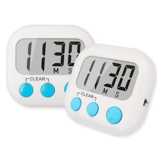 2 Count Kitchen Timer Task Small Digital with Magnetic Back and On/off Switch