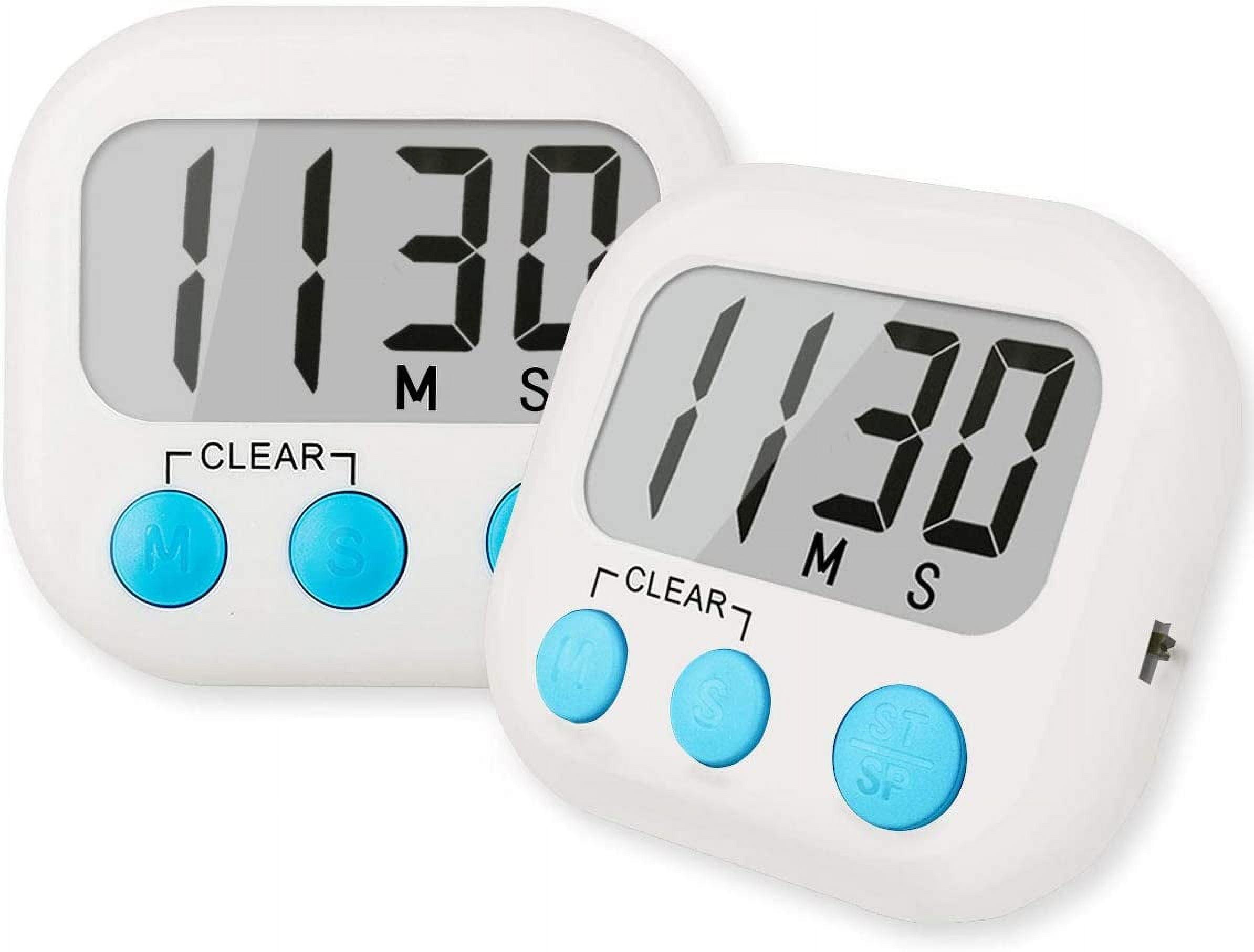 White Digital Kitchen Timer with Big Digits and Loud Alarm