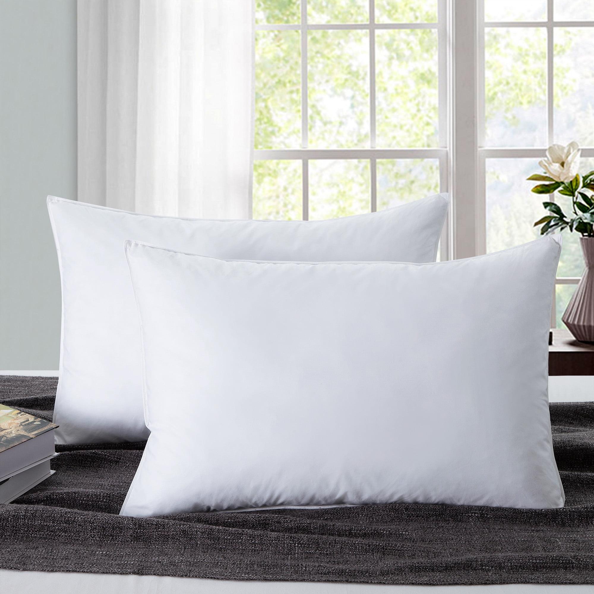 Standard White Feather and Polyester Bed Pillow Set