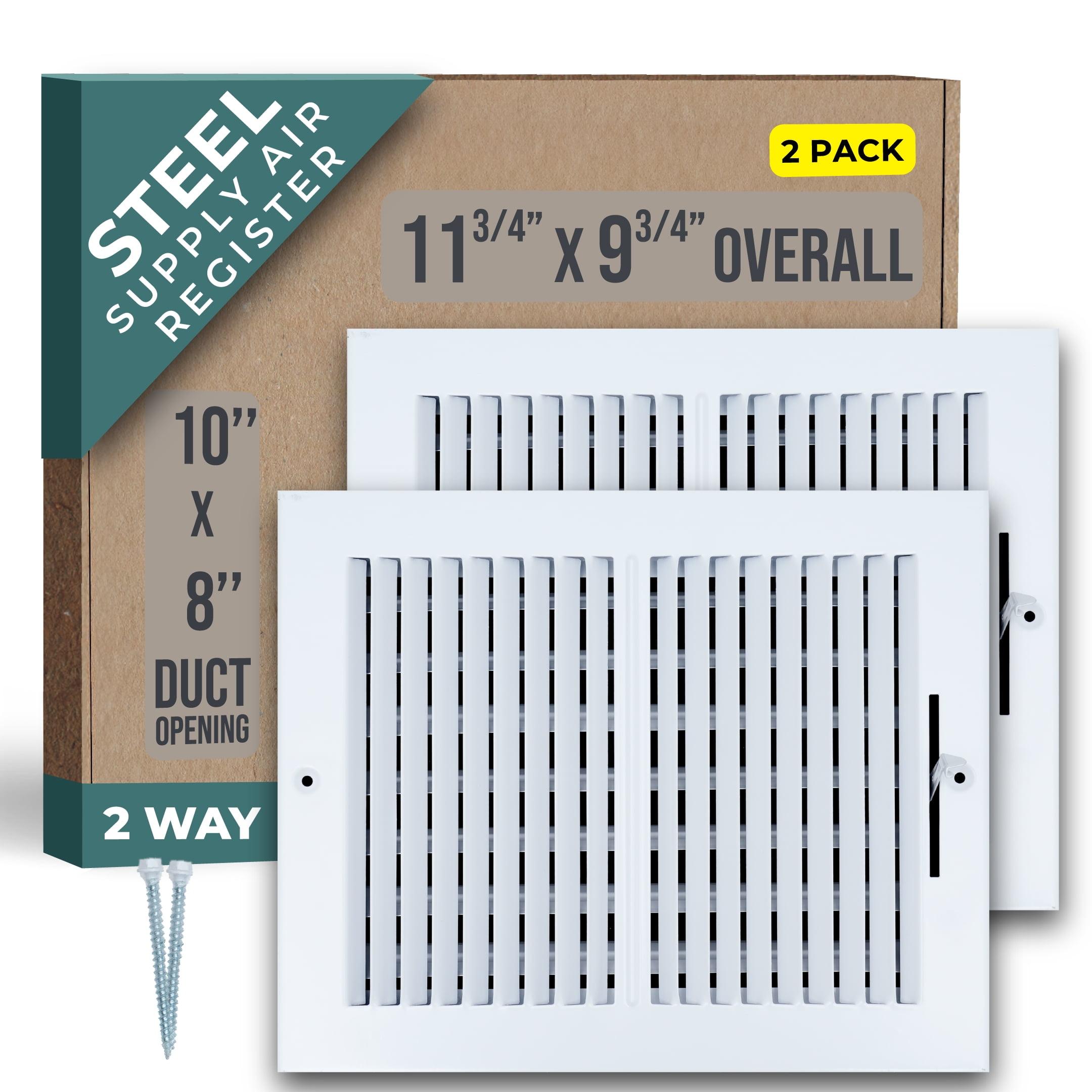 White Steel 10x8 Duct Opening 2-Way Air Supply Register Vent Cover