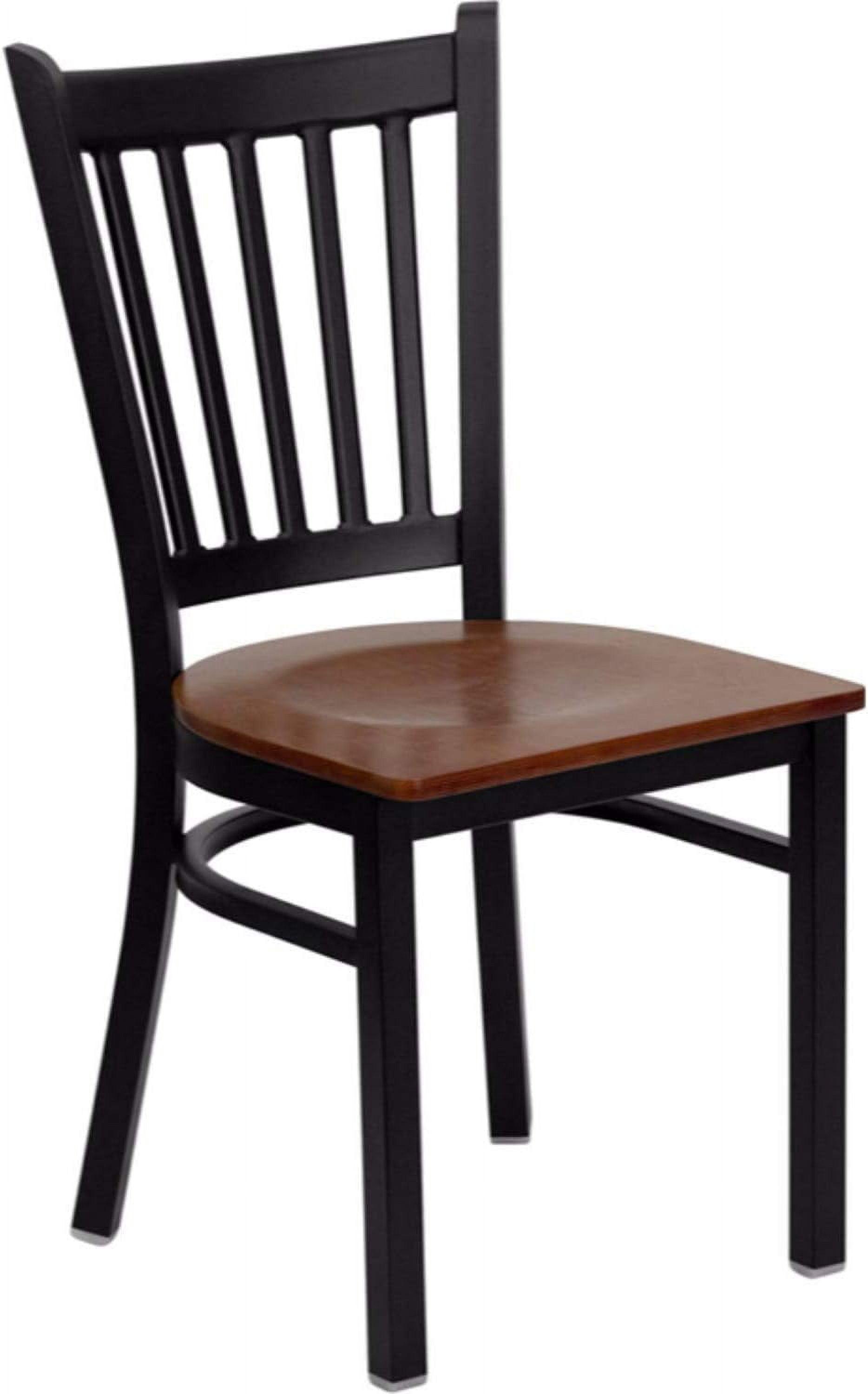 Cherry Wood and Black Metal Mid-Back Bar Chair, Set of 2
