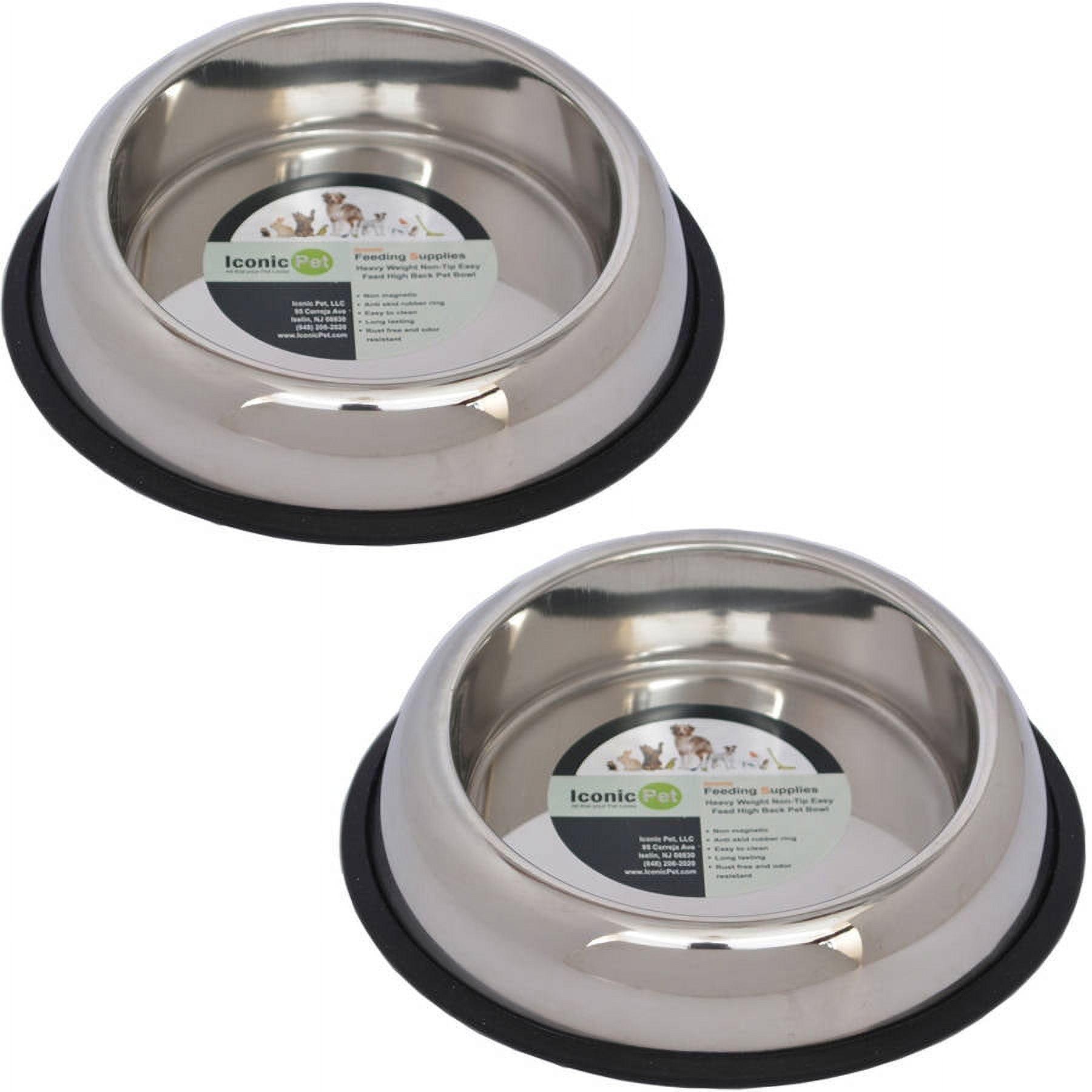 Stainless Steel Non-Skid High Back Pet Bowl, 8 oz