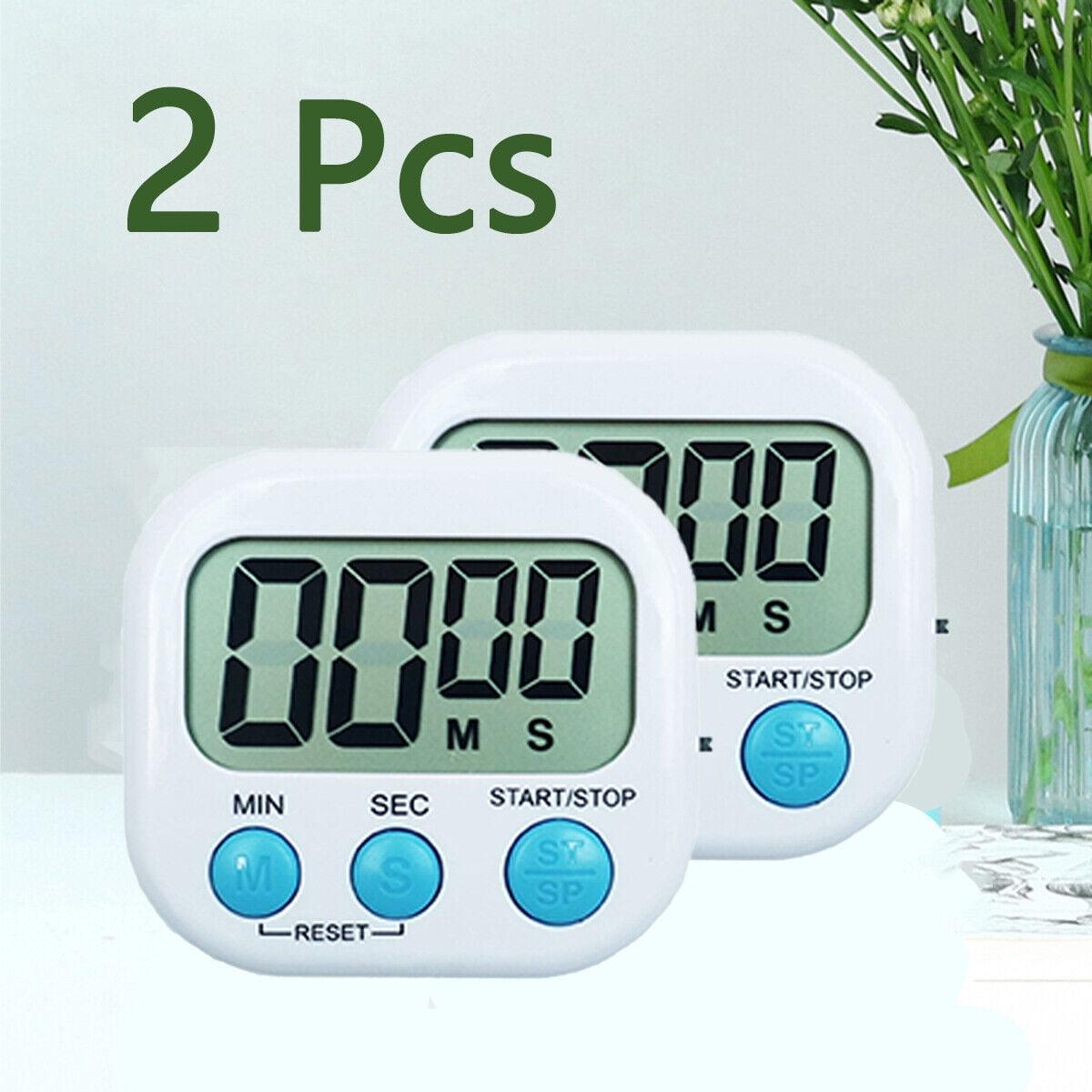 White Digital Kitchen Timer with Big Digits and Loud Alarm