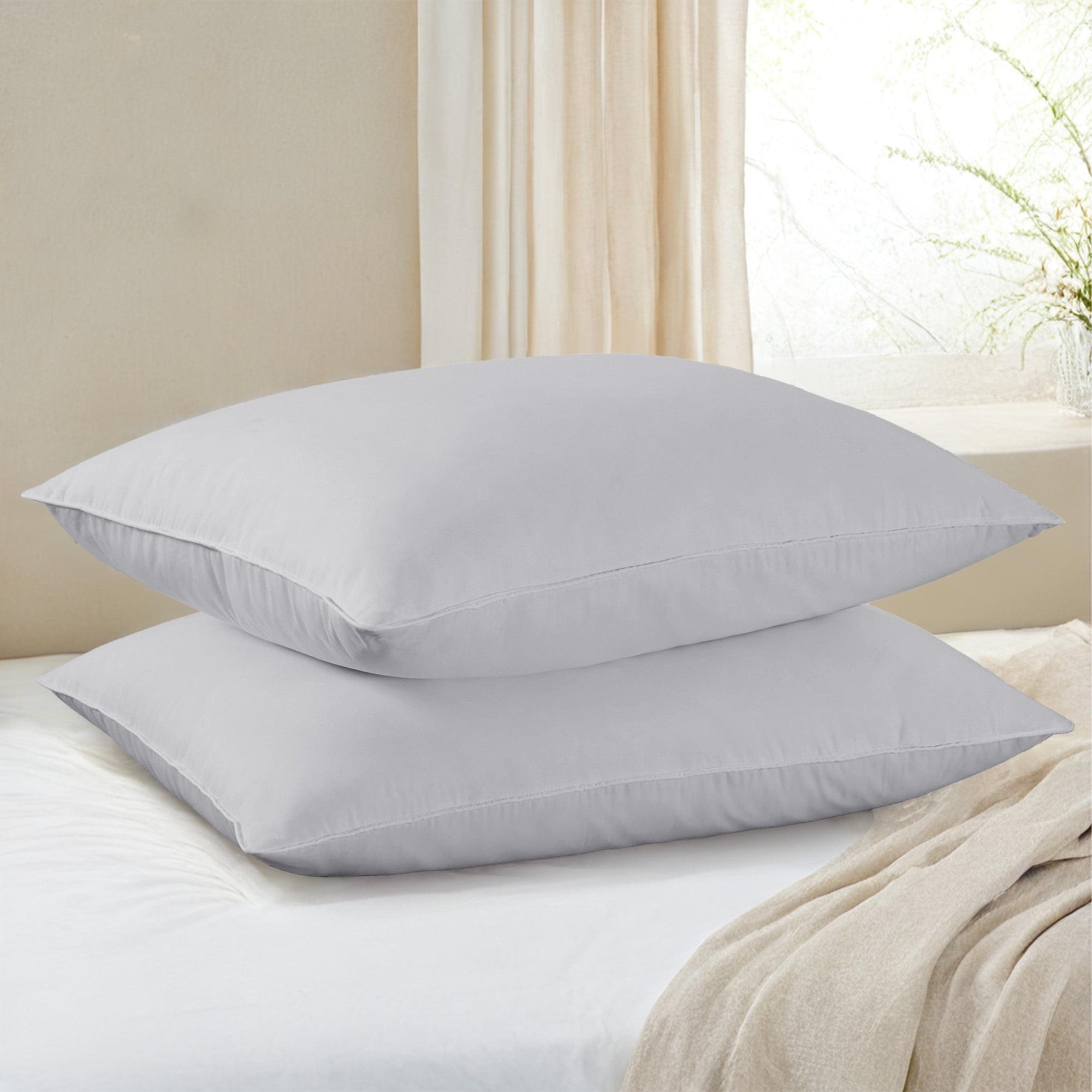 Peace Nest Set of 2 Medium Goose Feather Down Bed Pillow with Cotton Cover