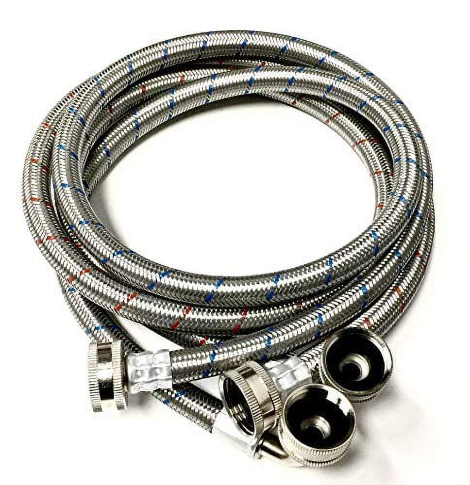 4 FT Stainless Steel Washing Machine Hoses with Red and Blue Lining