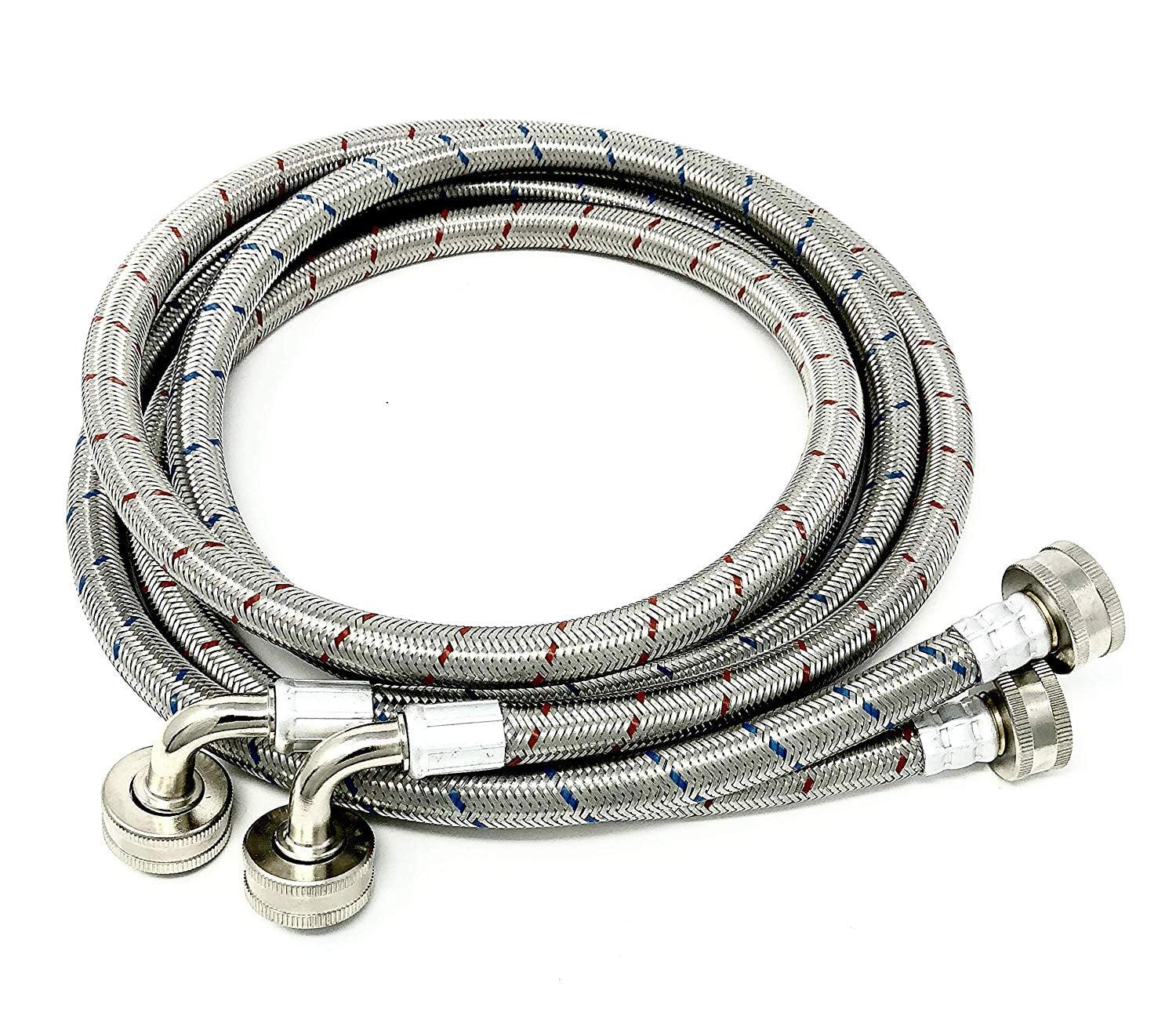 5 FT Stainless Steel Washing Machine Hoses with 90 Degree Elbow