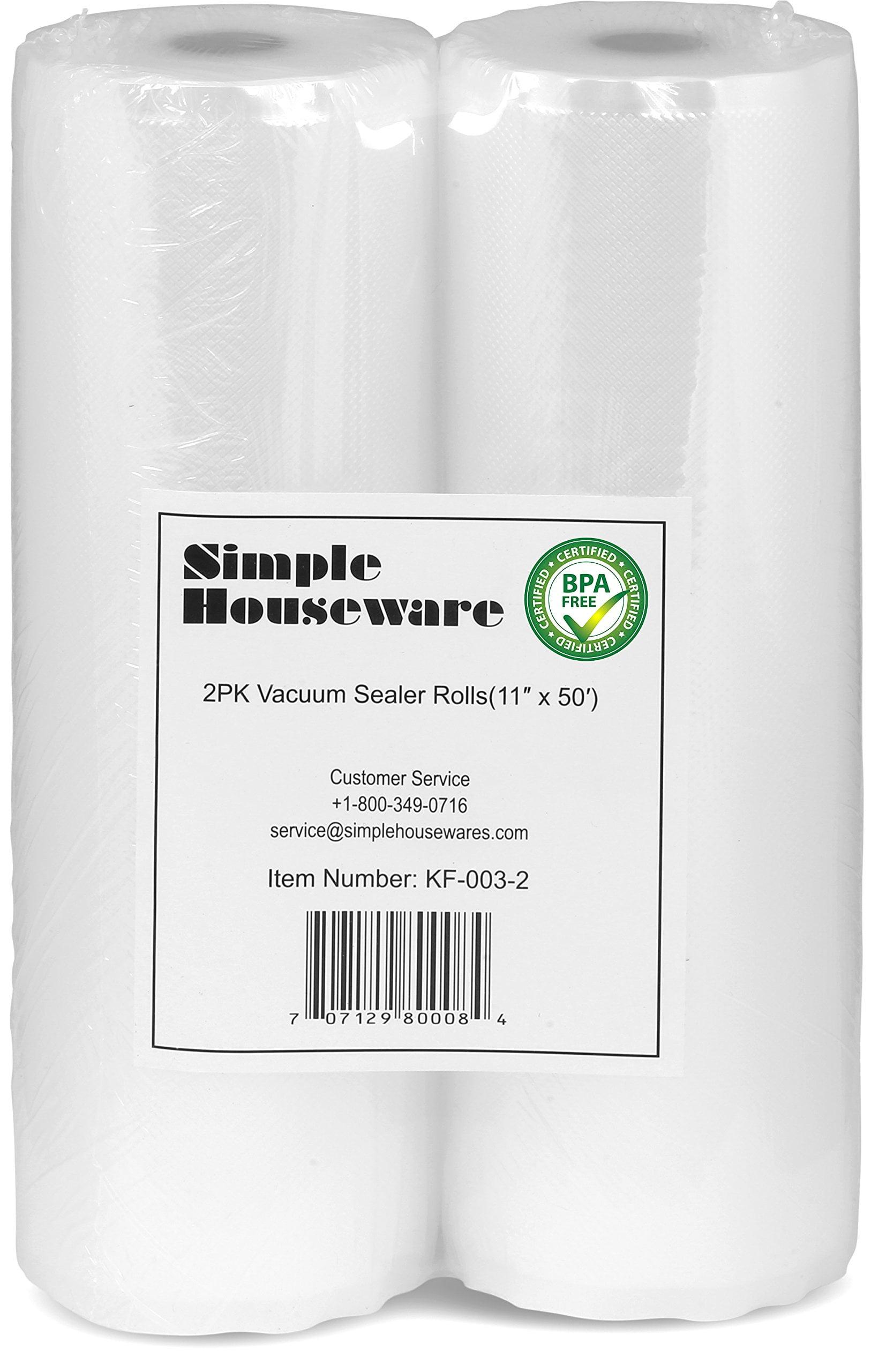 SimpleHouseware 11" x 50' BPA-Free Vacuum Sealer Bags, 2 Pack