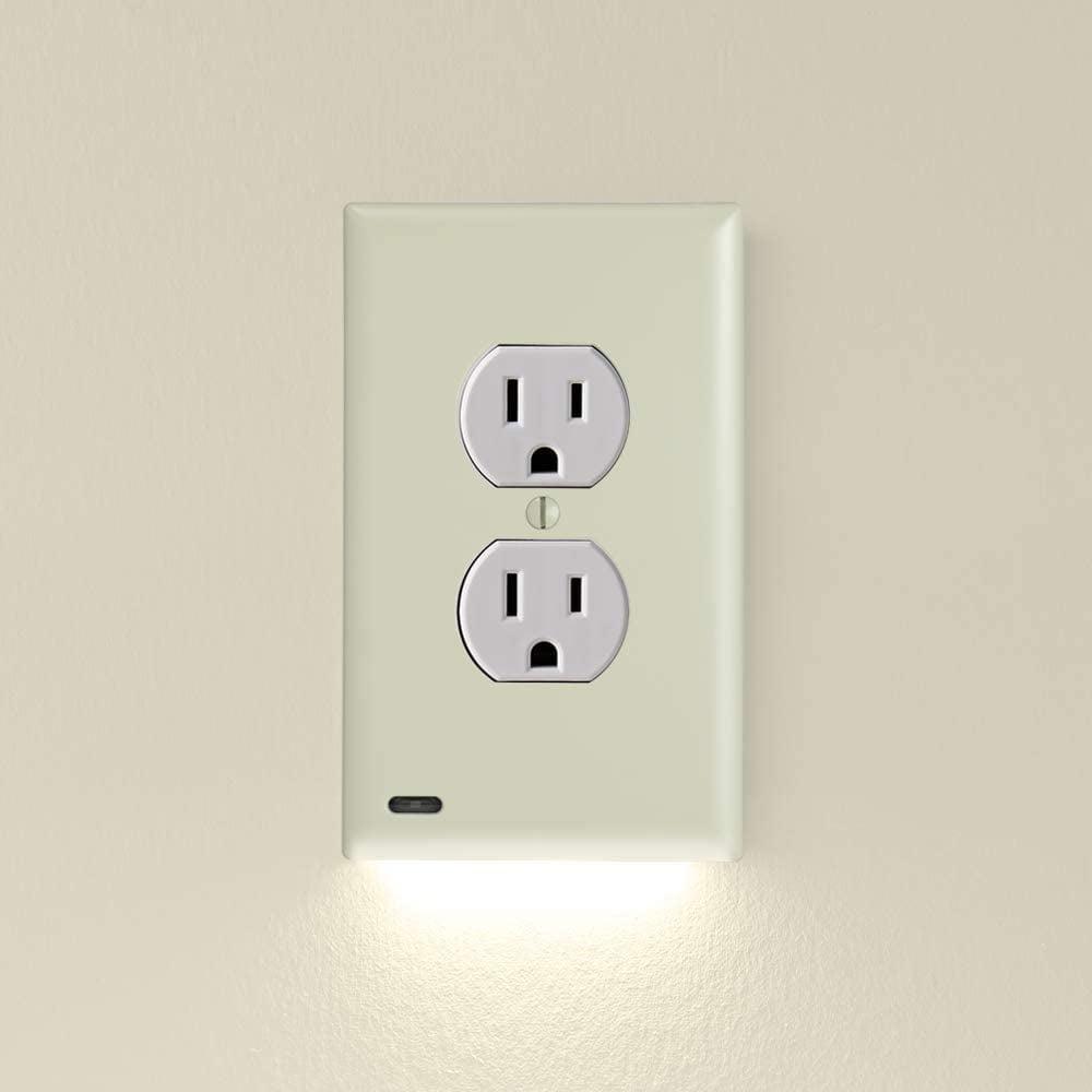 Ivory LED Electrical Outlet Wall Plate with Night Light