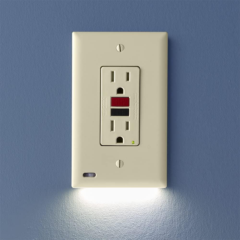 Light Almond LED Night Light Electrical Outlet Wall Plate