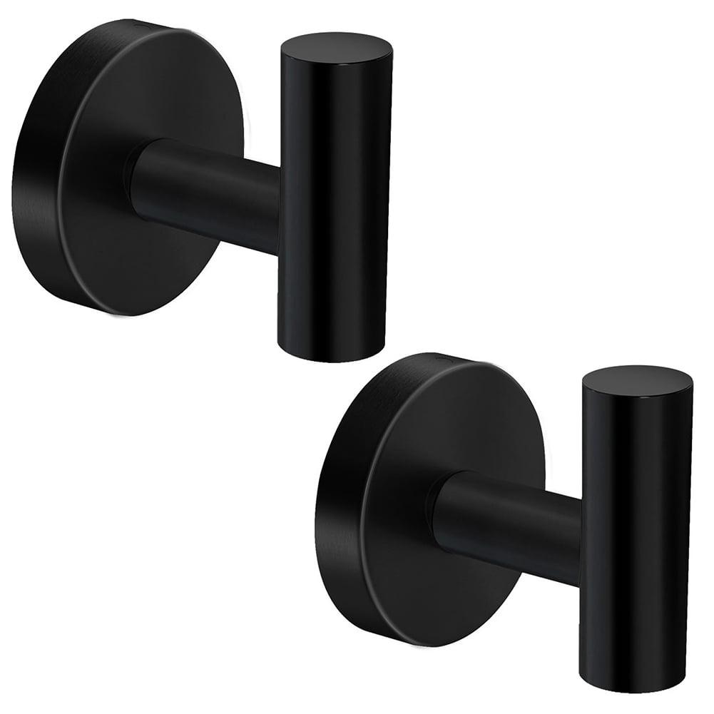 Matte Black Stainless Steel Wall-Mounted Towel Hooks, 2 Pack