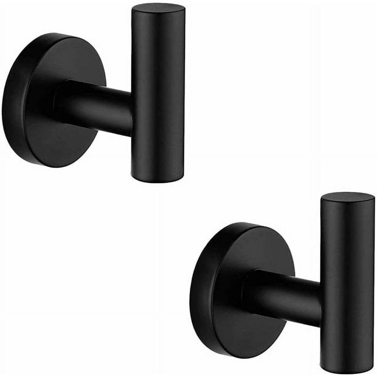 Matte Black Stainless Steel Wall-Mounted Towel Hooks, 2 Pack